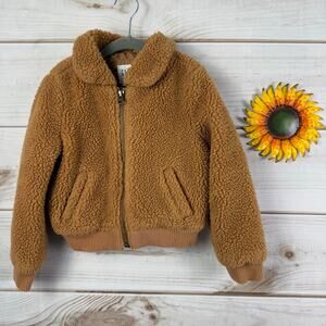 GAP Kids XS Brown Teddy Bear Full‎ Zip Jacket Coat